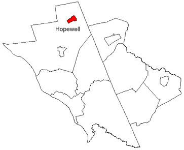 Hopewell gutter cleaning, repair & installation area map.