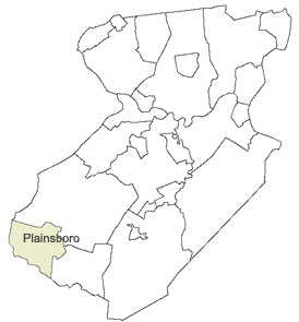 Plainsboro gutter cleaning, repair & installation area map.